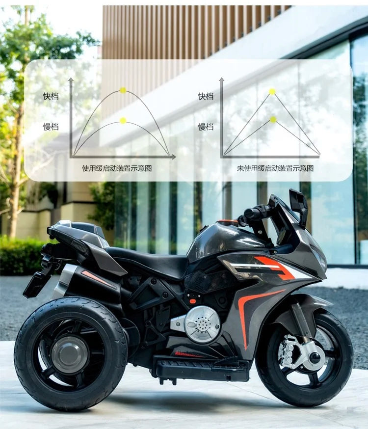 Kids Electric Harley-Style Motorcycle Tricycle | Bluetooth & LED Lights